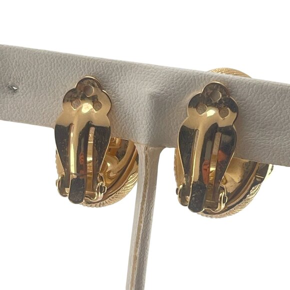 Vintage SAL Swarovski Gold Tone Clip-On Earrings With Rhinestone Accents - Picture 7 of 7
